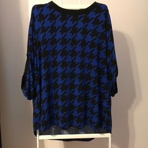 Calvin Klein Top 2X Royal Blue/Black Houndstooth