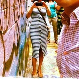 Vintage Striped Form Fitting Dress