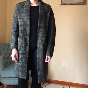 ZARA marled green/grey sweater coat