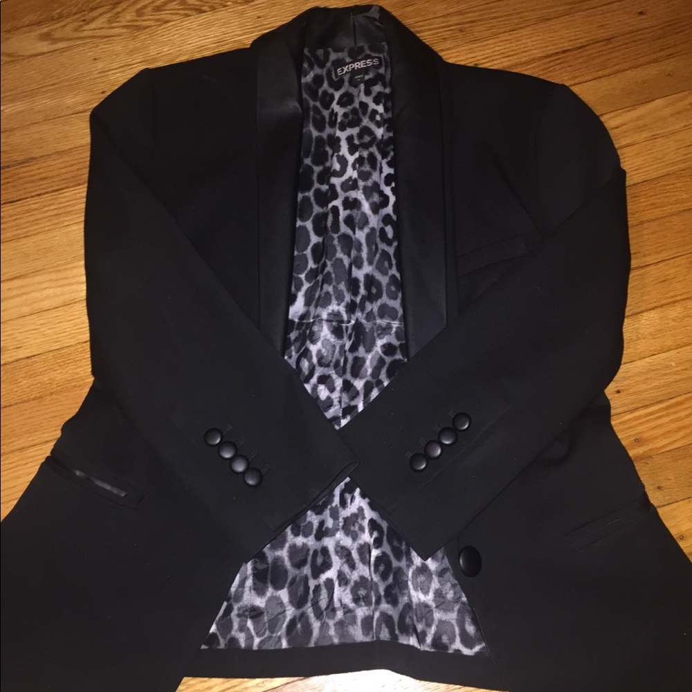 Express Black Blazer With Faux Leather