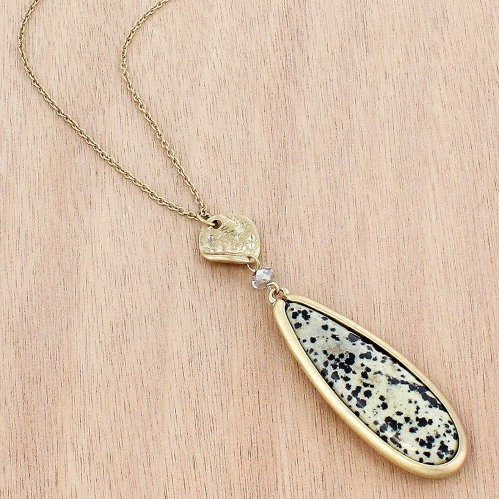 🆕 Dalmatian Jasper Teardrop Necklace