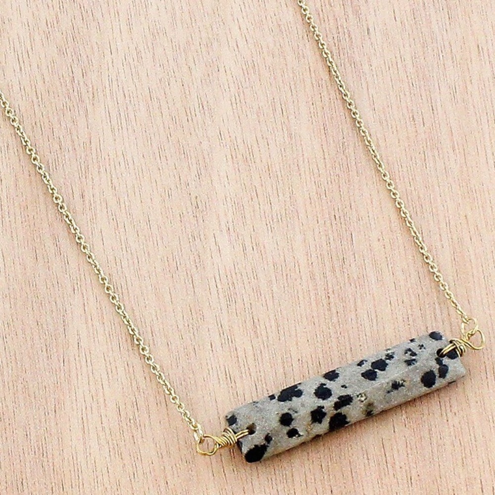 🆕 Dalmatian Jasper Bar Necklace
