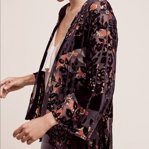 NWOT Anthropologie Roseband Velvet Kimono
