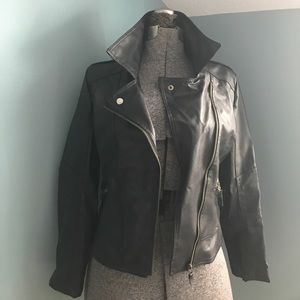 Faux leather bomber jacket