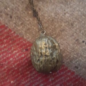 Walnut long locket necklace