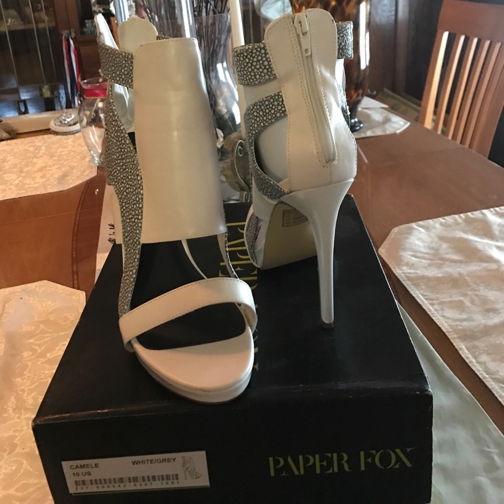 Blue and white heels