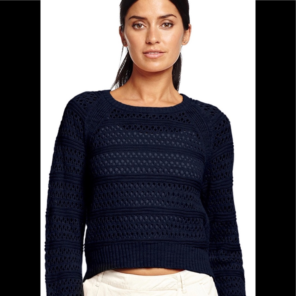 Michael Stars Pointelle Hi-Lo Crew Neck Sweater