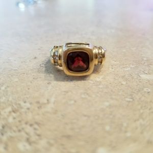 1 ct Garnet ring with diamond  accents