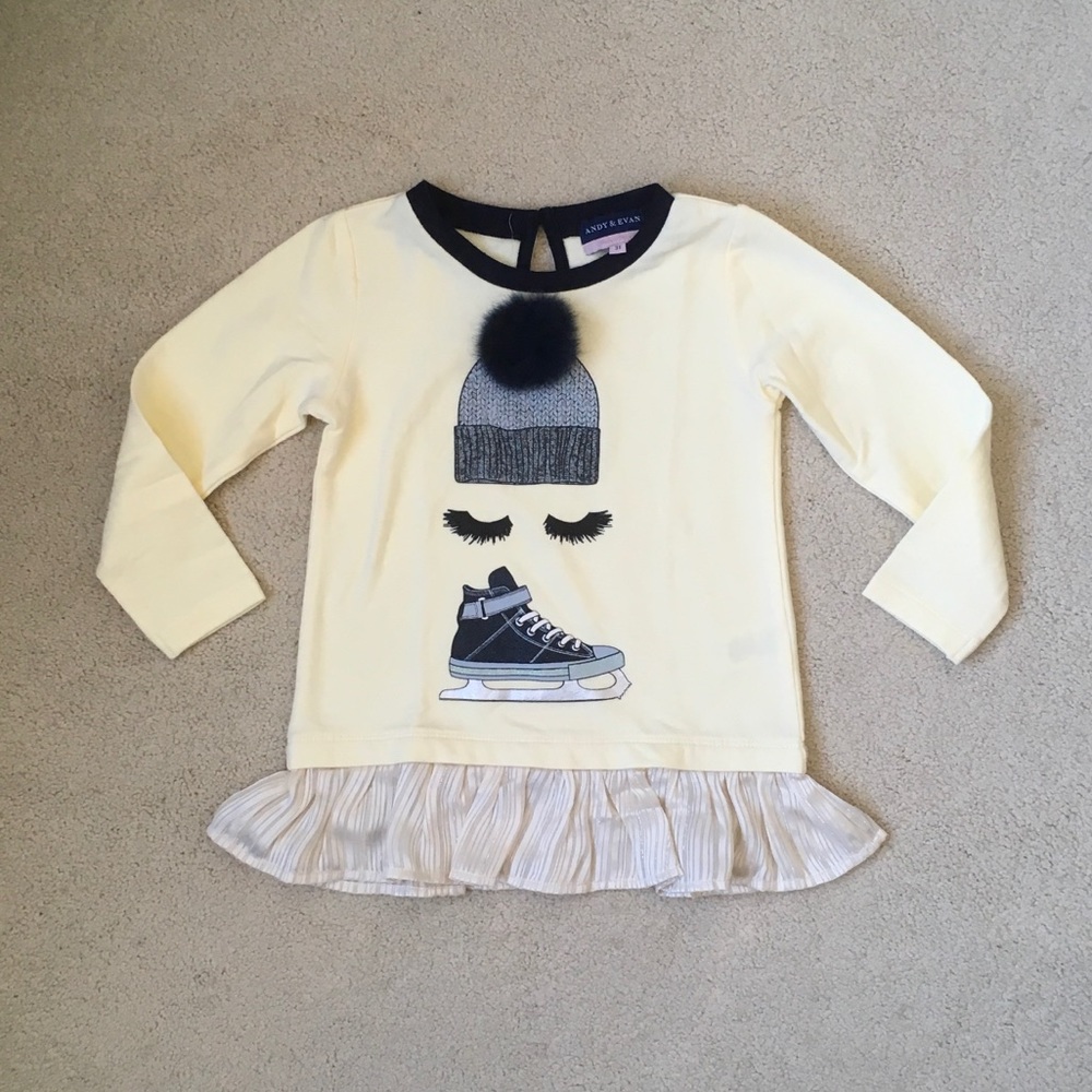 Girls Andy & Evan Pom Pom Peplum Top NWOT 3T
