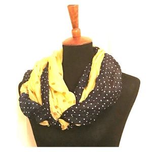 Yellow and Navy Blue Polk-a-Dot Scarf