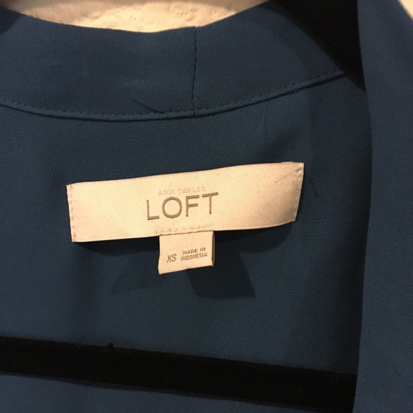 Loft blue bow button up long sleeve blouse - Picture 3 of 3