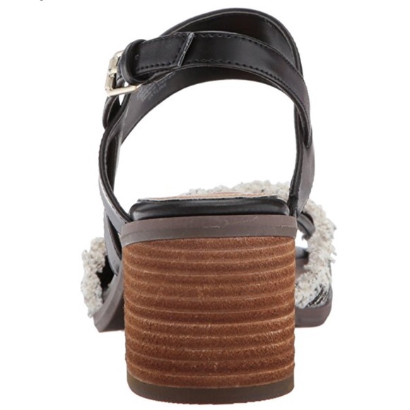 NIB Raw Edge Leather Chunky Heel Peep Toe Sandal - Picture 5 of 5