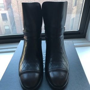 Chanel mid length bootie in black with capped toe