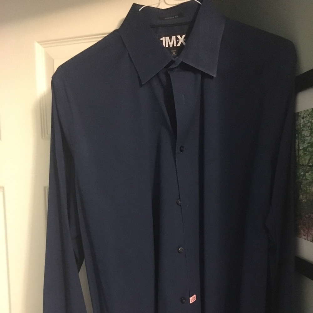 Express 1MX Navy Dress Shirt