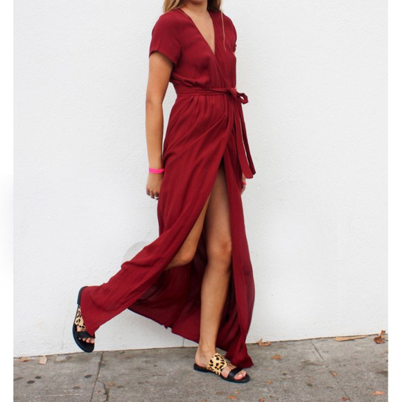 solid bardot wrap dress