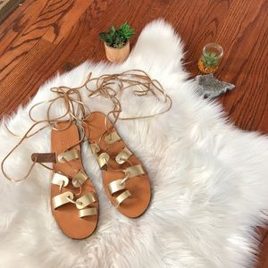 Gold Lace up Sandals