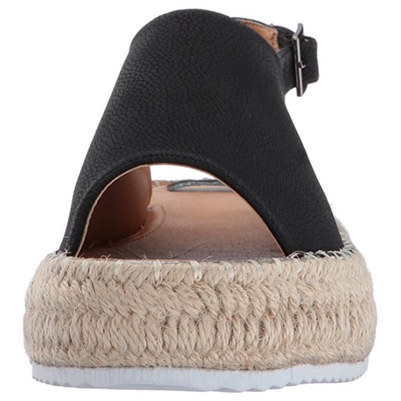 Jute Black Leather Espadrille Platform Sandal - Picture 4 of 8