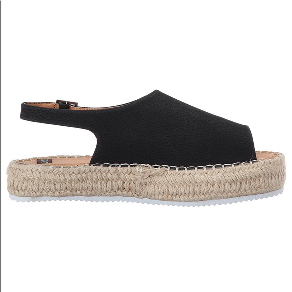 Jute Black Leather Espadrille Platform Sandal - Picture 5 of 8
