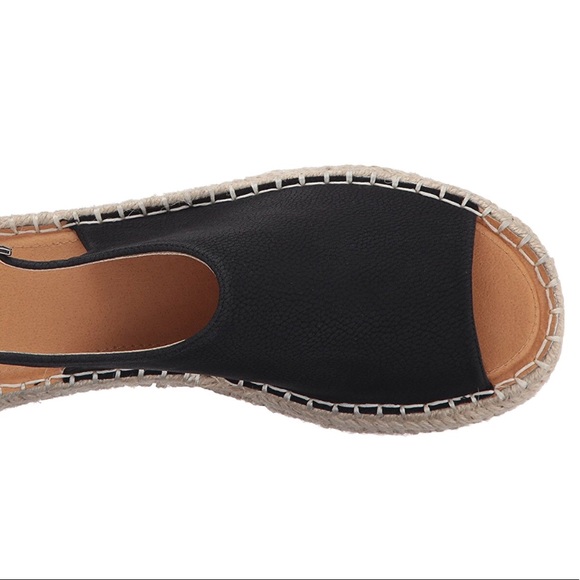 Jute Black Leather Espadrille Platform Sandal - Picture 6 of 8