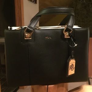 Brand new Ralph Lauren black/cream handbag Leather