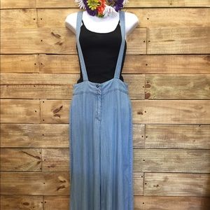 Denim Wide-Leg Overalls