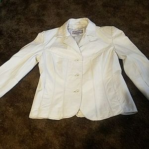 womans White Leather Jacket