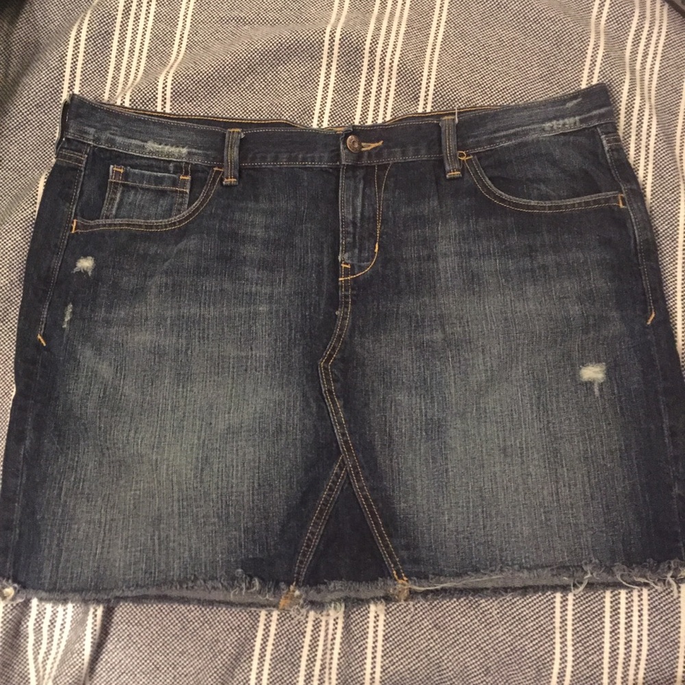 Distressed Denim Skirt