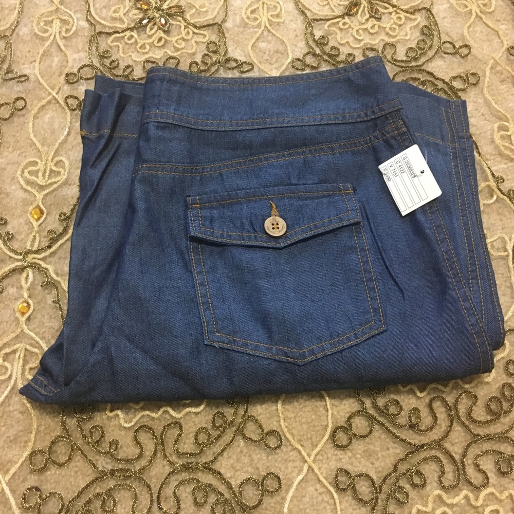 Elevenses Anthropologie Chambray Sailor High Waist