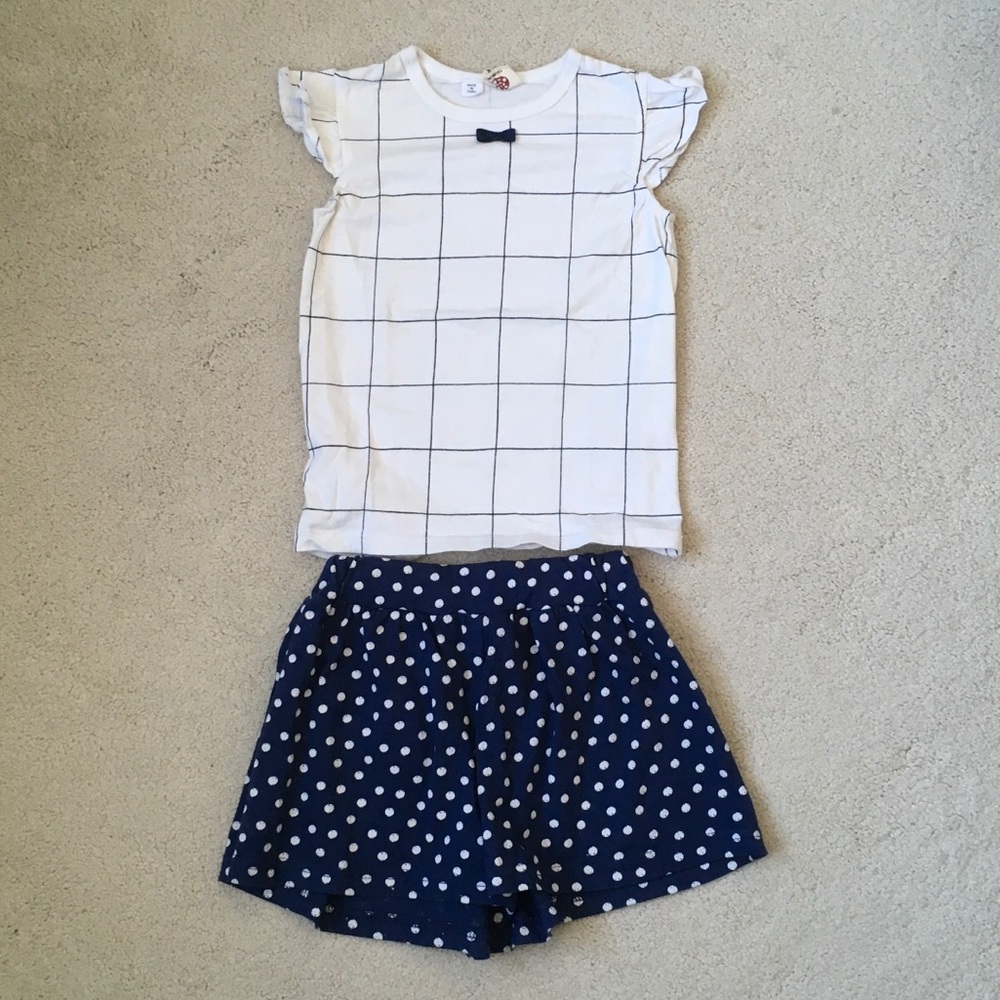 Girls Bitz Kids White/Navy Lounge Set 3T-4T