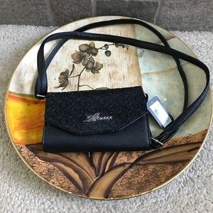 NWT Guess Calypso Wallet on String,Black & Silver