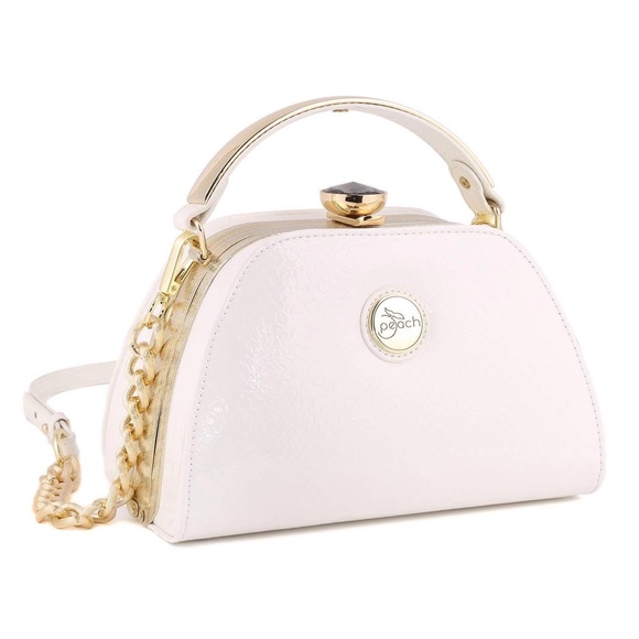 Handbags - White Crocodile and Gold Handbag
