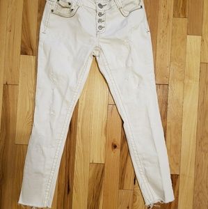Almost Famous Distressed White Pants