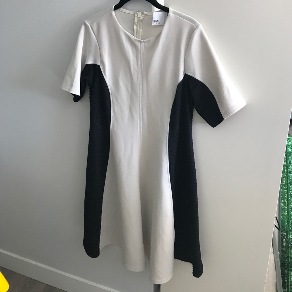 Asos curve black and white flare dress