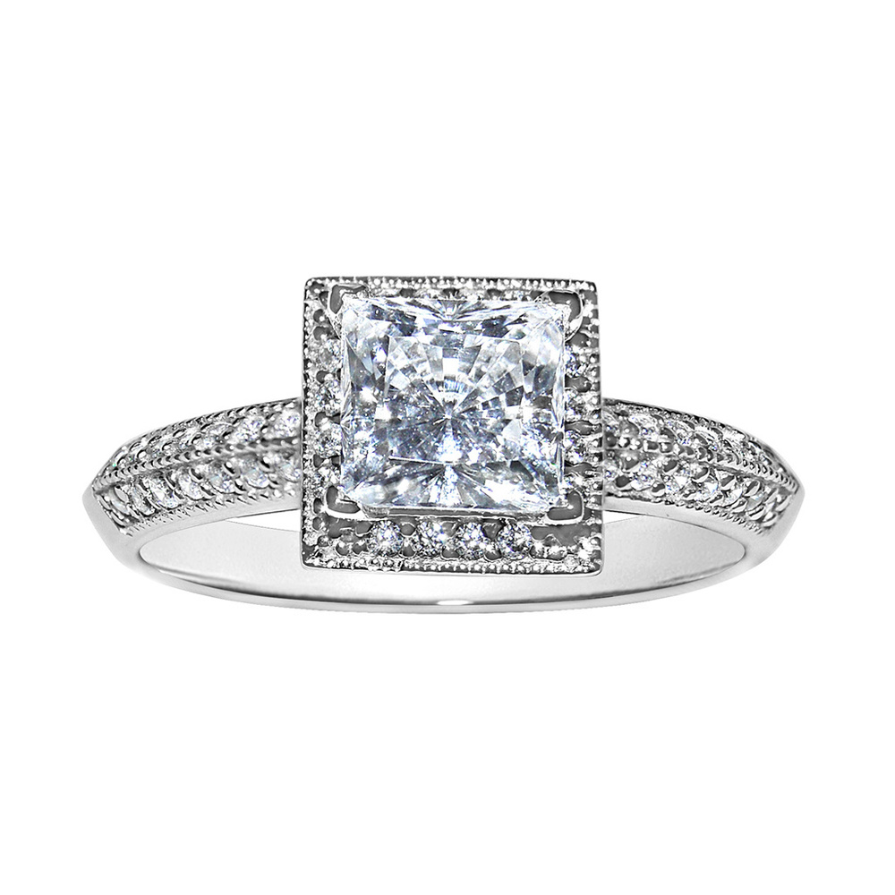 14k White Gold 1 1/4ct TGW Princess-cut CZ Ring