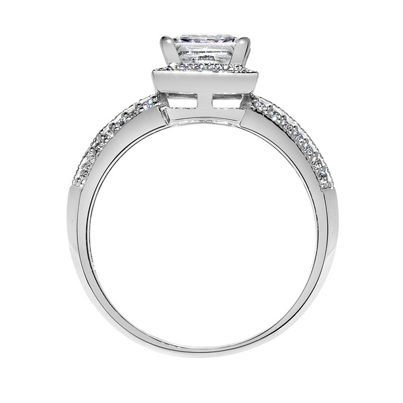 14k White Gold 1 1/4ct TGW Princess-cut CZ Ring - Picture 4 of 5