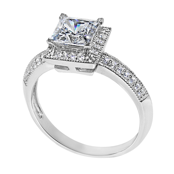 14k White Gold 1 1/4ct TGW Princess-cut CZ Ring - Picture 2 of 5