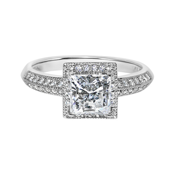 14k White Gold 1 1/4ct TGW Princess-cut CZ Ring - Picture 3 of 5