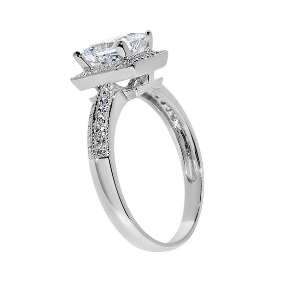 14k White Gold 1 1/4ct TGW Princess-cut CZ Ring - Picture 5 of 5