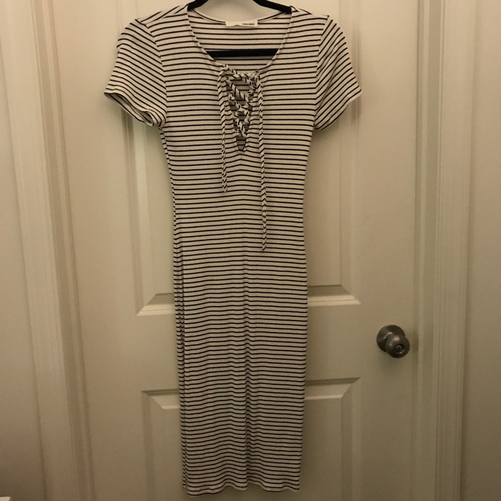 Striped short sleeved midi dress