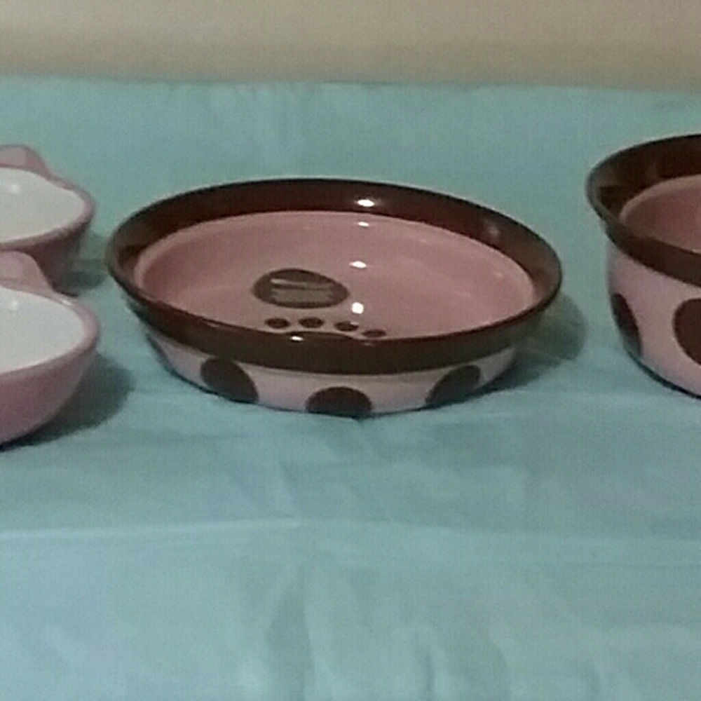 Kitty Kat And Polka Dot Ceramic Food And Water Set