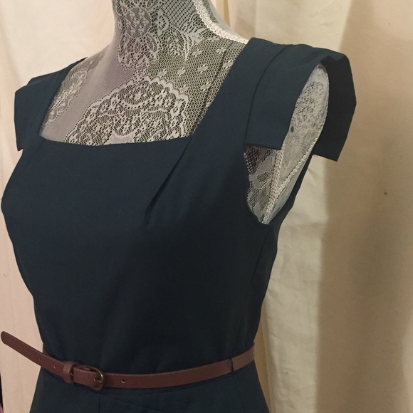 Dark Green Fitted Dress - Picture 2 of 5