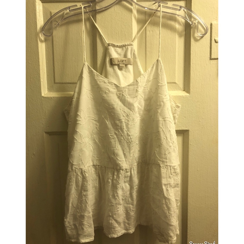 LOFT floral embroidered peplum Cami white