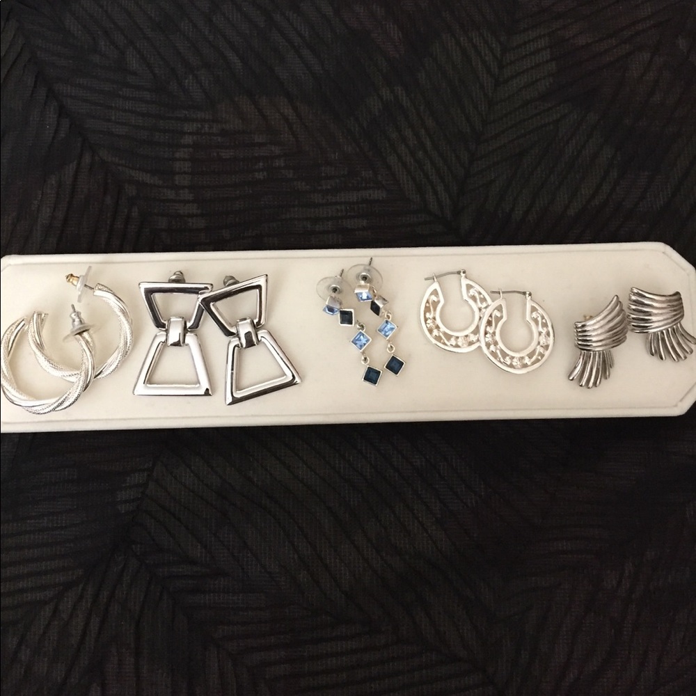 Silvertone earrings all pierced costume jewelry