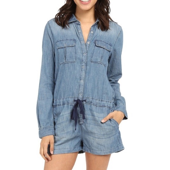 blank denim utility romper