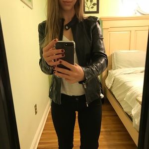 Express faux leather moto jacket & silver hardware