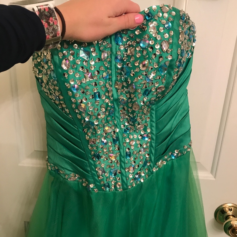 Unique Emerald green prom ball gown