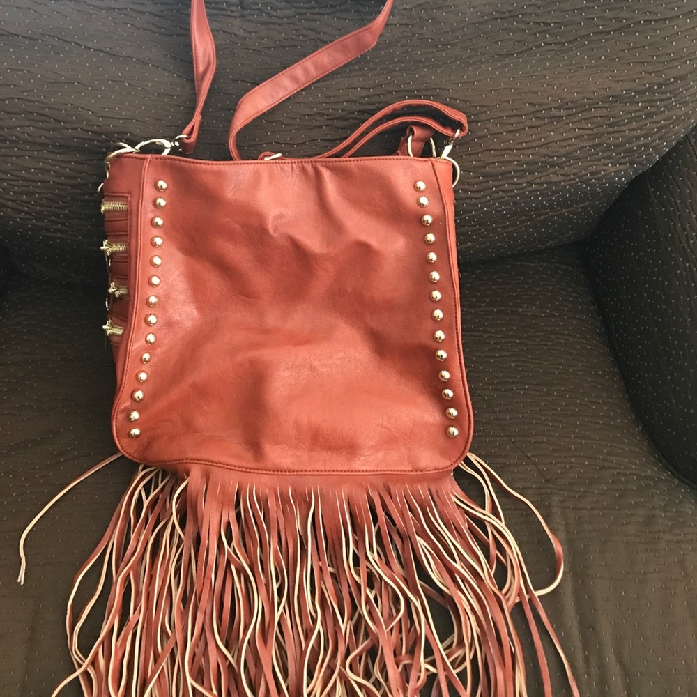 Burnt orange vegan leather crossbody