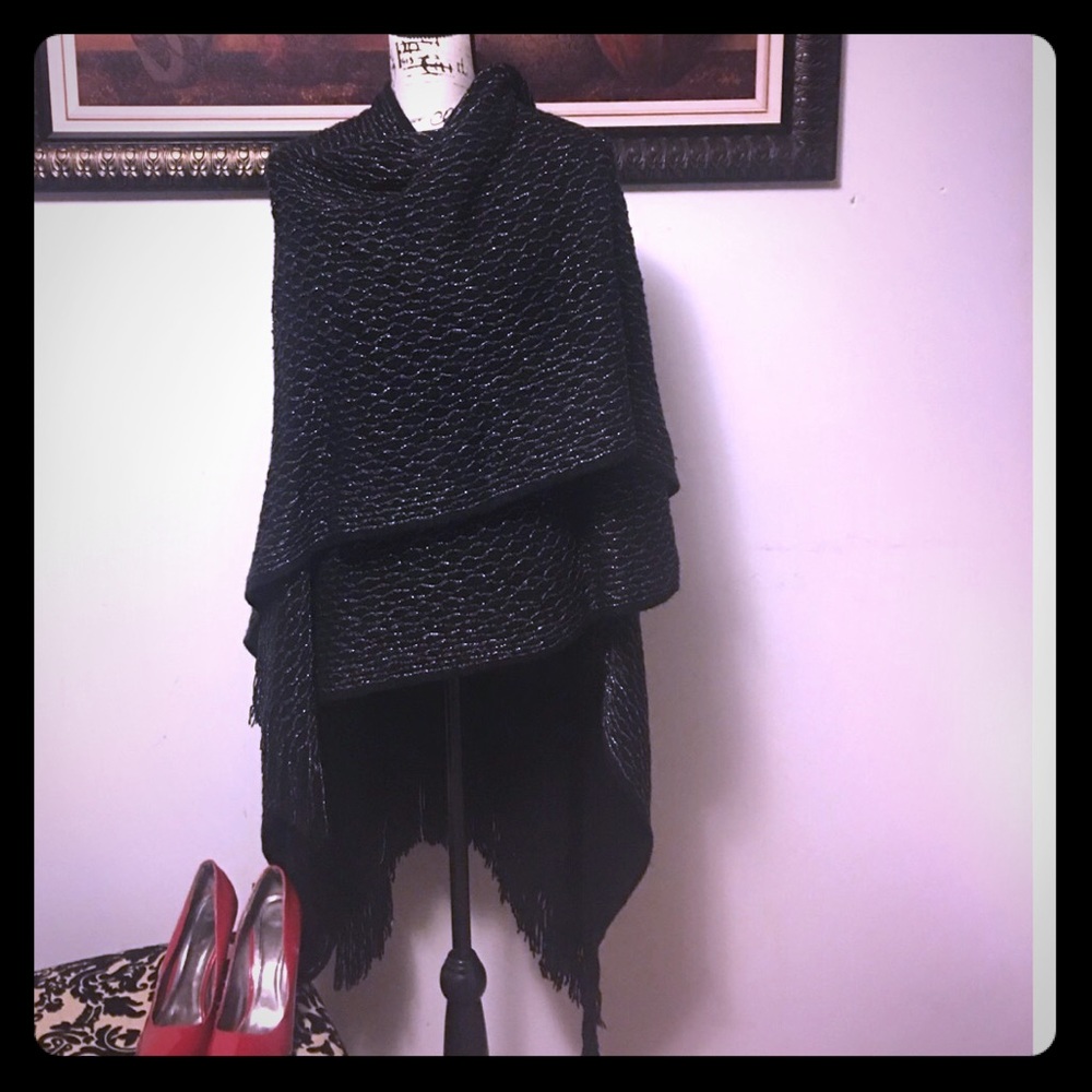 Black Poncho black and silver embellishment