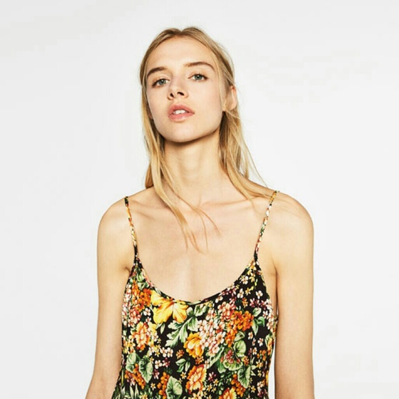 Zara Floral Print Strappy Midi Long Dress Multicoloured XS S M L