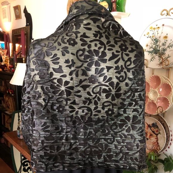 Vintage Black & Silver SCARF WRAP - Picture 4 of 6